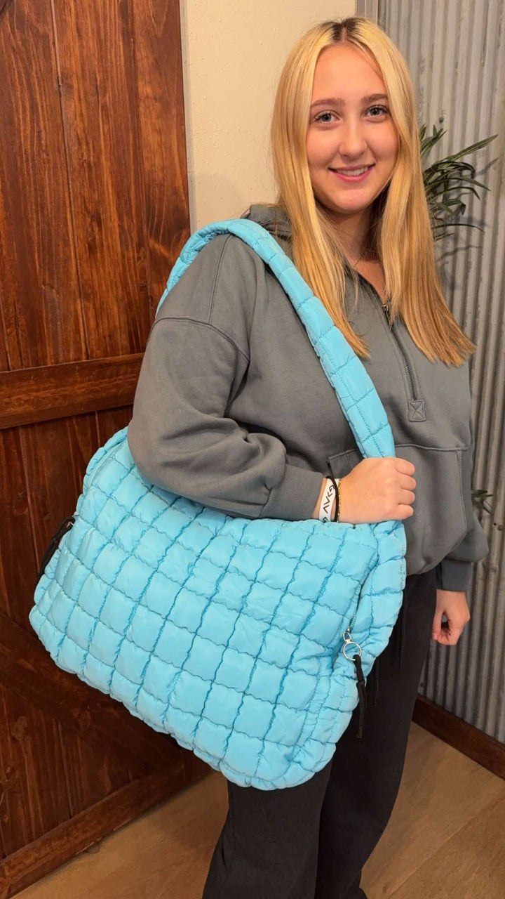 OVERSIZED QUILTED CARRYALL CROSSBODY BAG