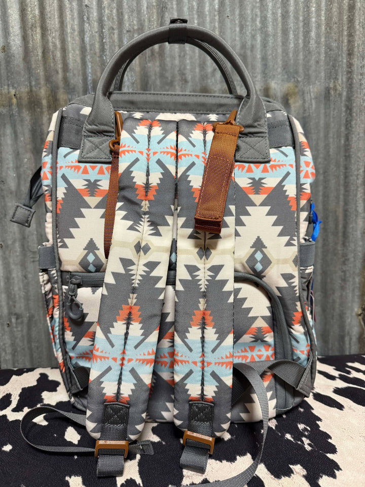 GREY TRI COLOR WRANGLER AZTEC BACKPACK/DIAPER BAG