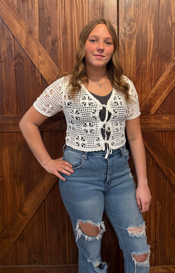 CROCHETED CUTIE TIE UP TOP