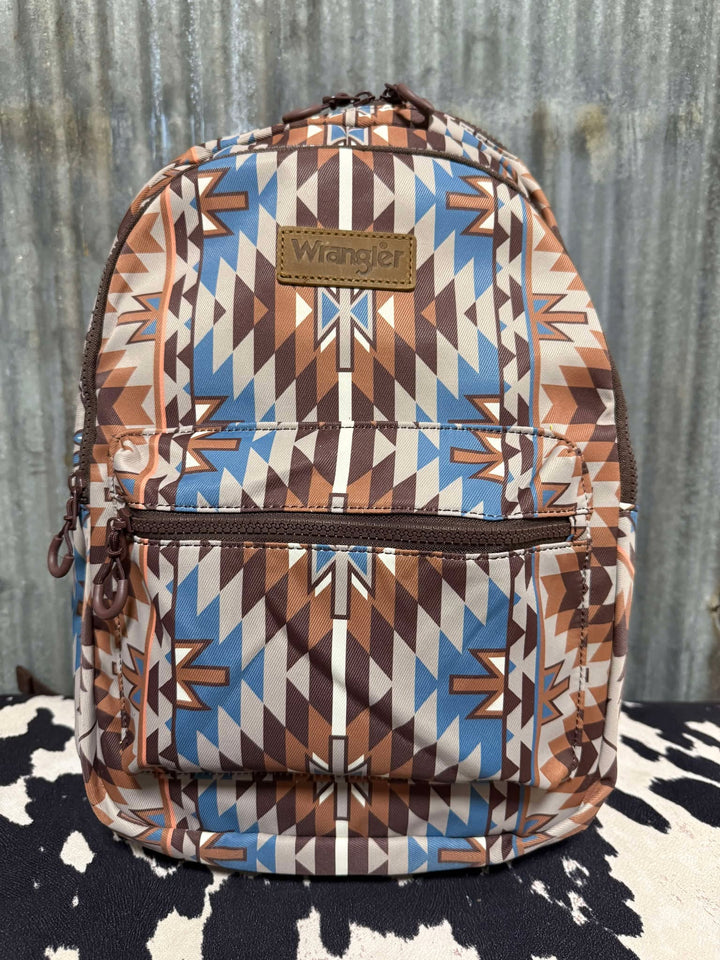 BROWN & BLUE WRANGLER AZTEC BACKPACK