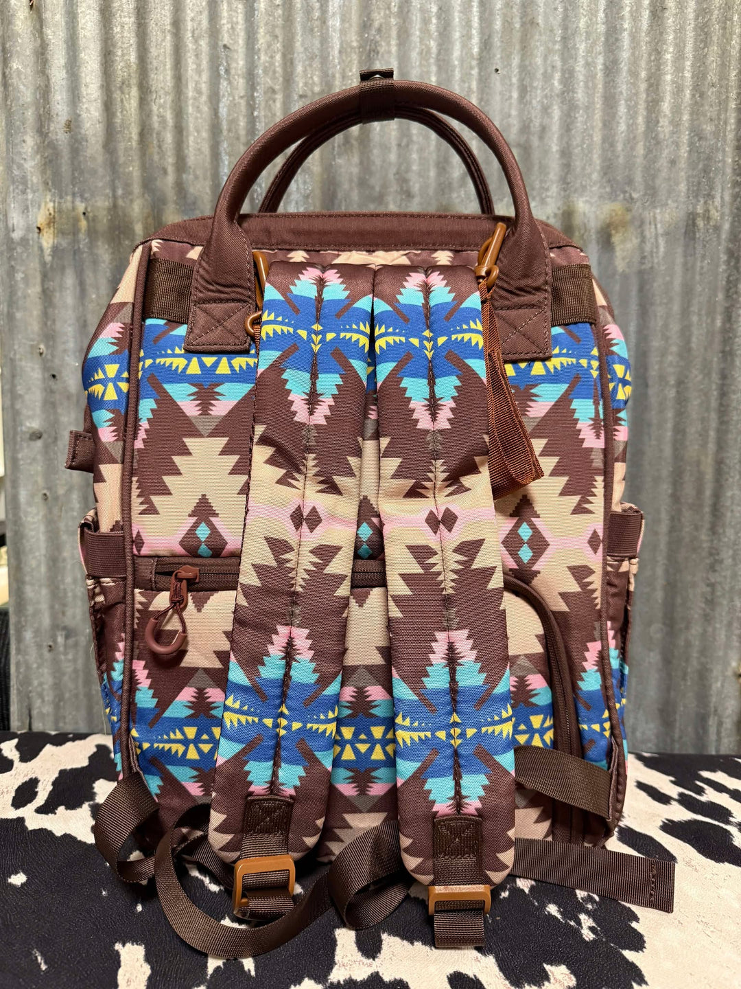 BROWN TRI COLOR WRANGLER AZTEC BACKPACK/DIAPER BAG