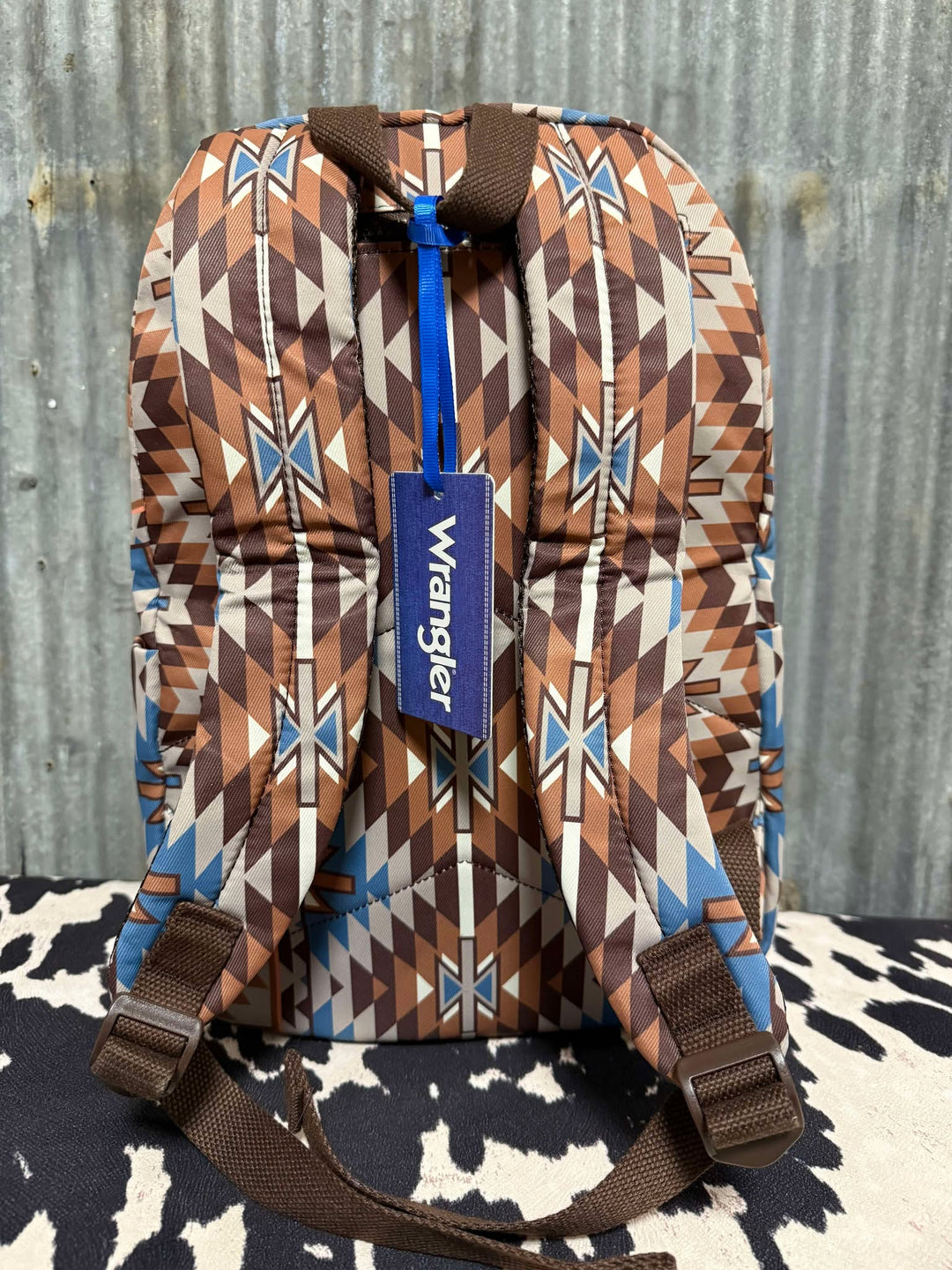 BROWN & BLUE WRANGLER AZTEC BACKPACK