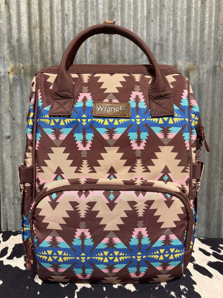 BROWN TRI COLOR WRANGLER AZTEC BACKPACK/DIAPER BAG