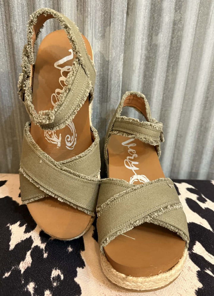 EASY BREEZY KHAKI WEDGE SANDALS