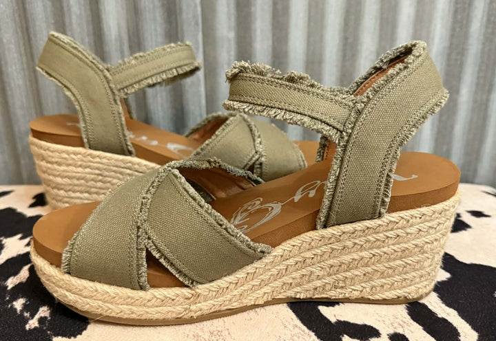 EASY BREEZY KHAKI WEDGE SANDALS