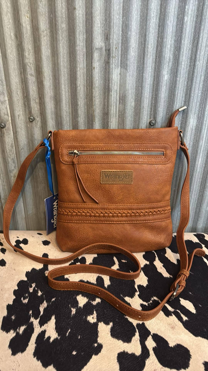 BROWN WRANGLER BRAIDED CONCEALED CARRY CROSSBODY