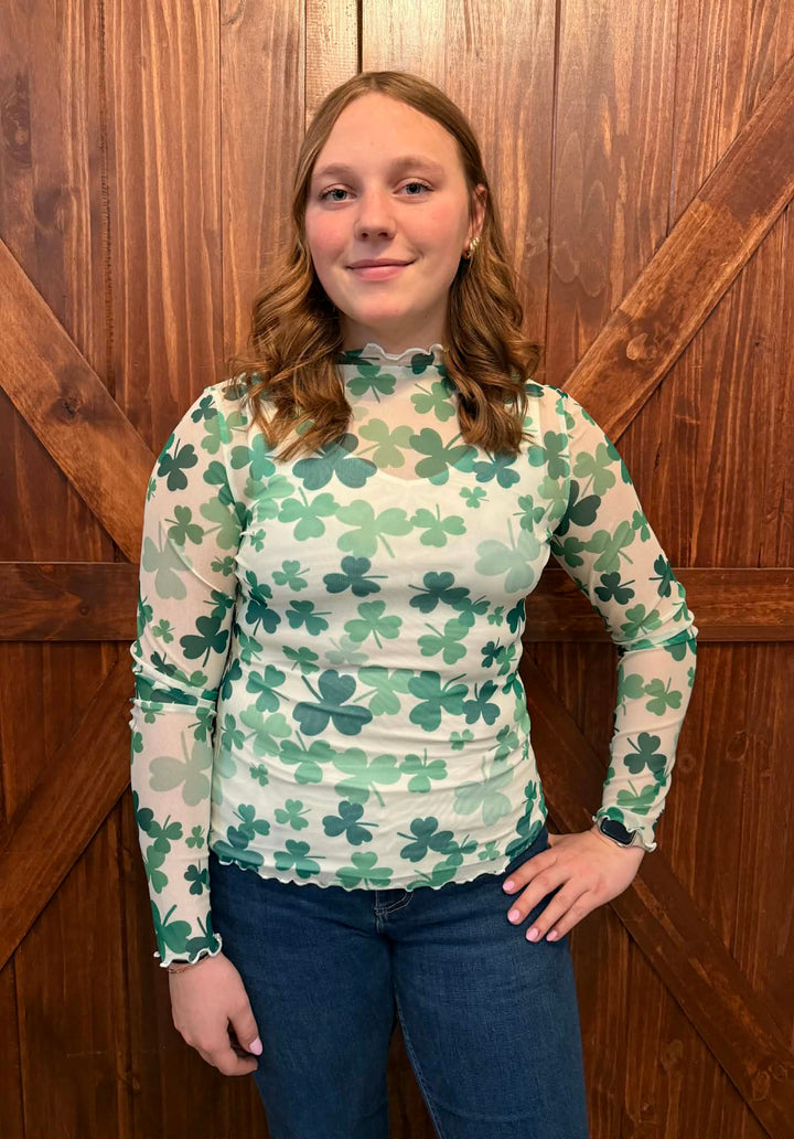 LUCKY CLOVER SLEEK STYLE MESH TOP