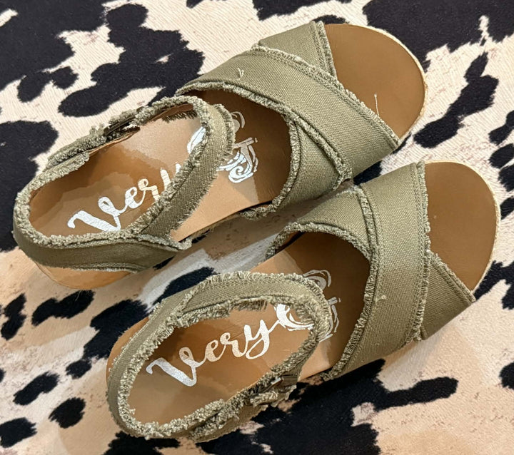 EASY BREEZY KHAKI WEDGE SANDALS
