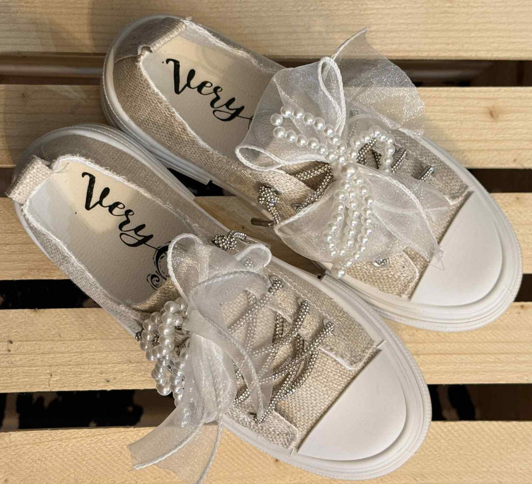 PEARLS AND LACE SLIP ON SNEAKERS