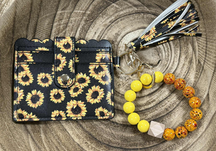 SILICONE BEAD WRISTLET WITH CARD HOLDER KEYCHAIN