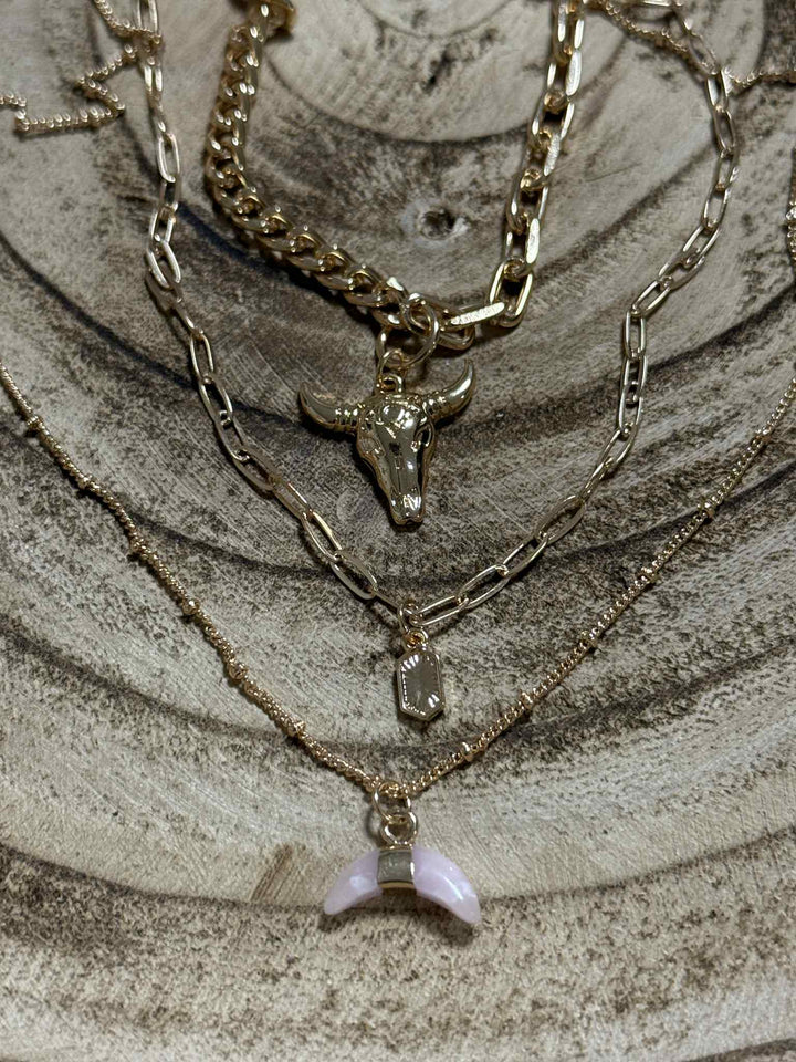 GRAB THE BULL BY THE HORNS LAYERED NECKLACE