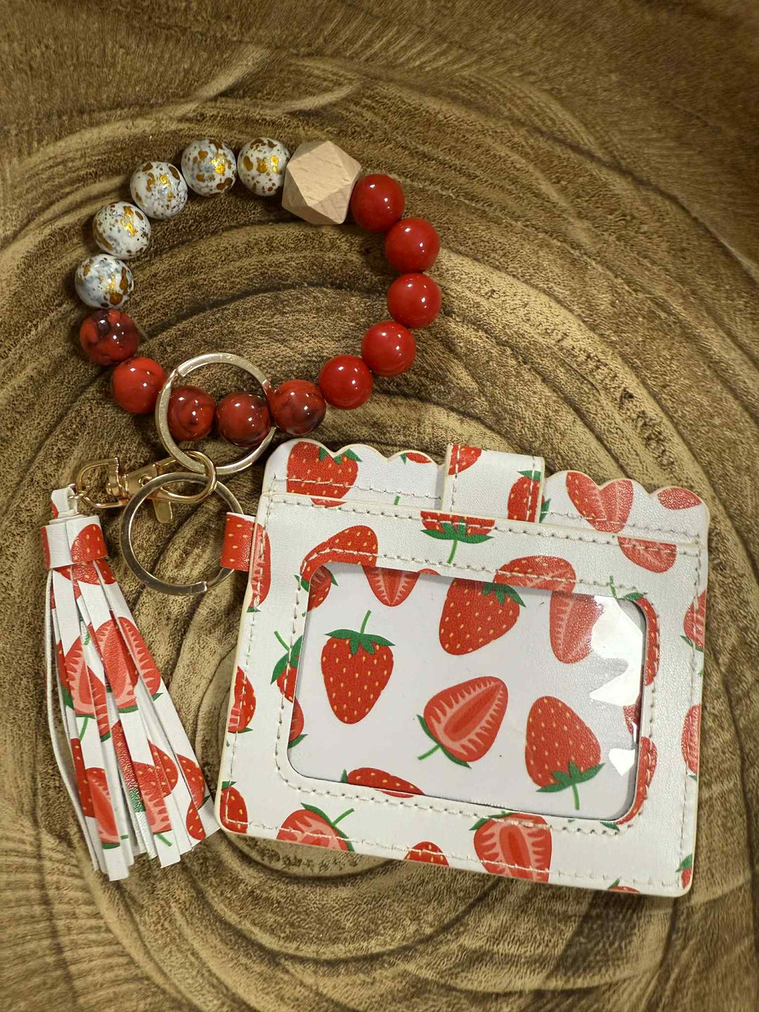 SILICONE BEAD WRISTLET WITH CARD HOLDER KEYCHAIN