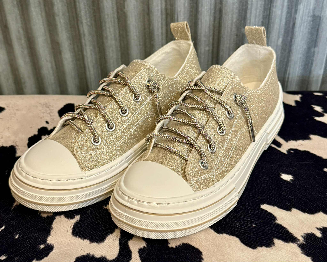 SHIMMER & SHINE GOLD SLIP ON SNEAKERS