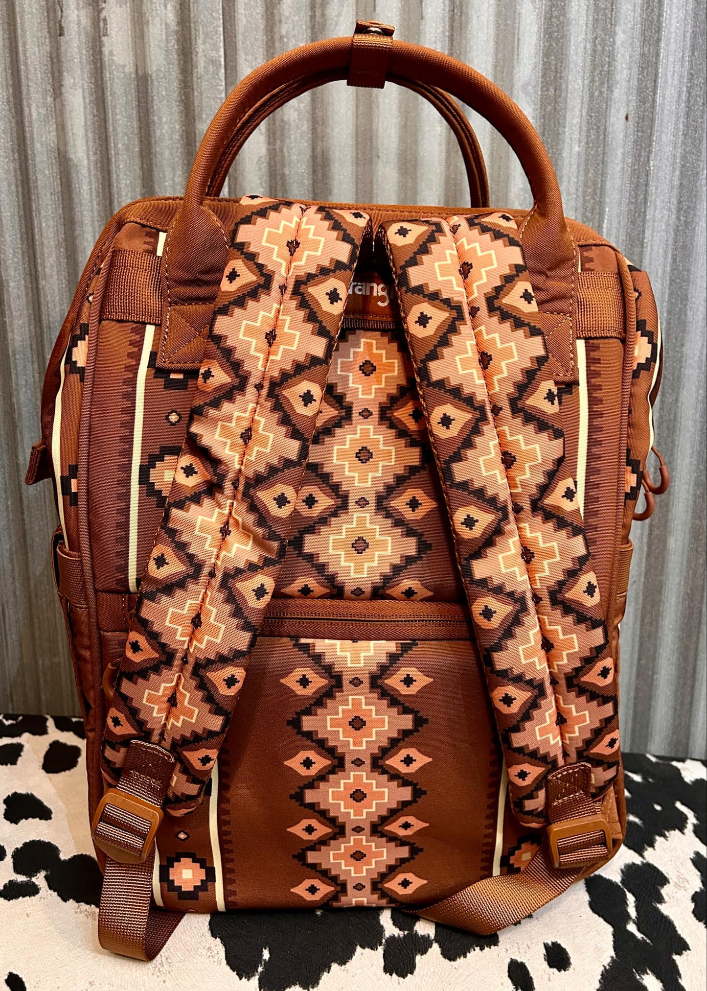 DARK BROWN WRANGLER AZTEC BACKPACK/DIAPER BAG