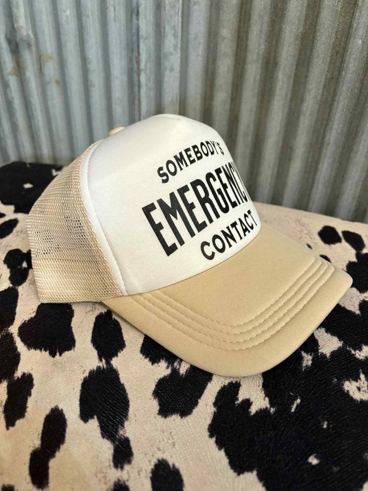 EMERGENCY CONTACT TRUCKER HAT