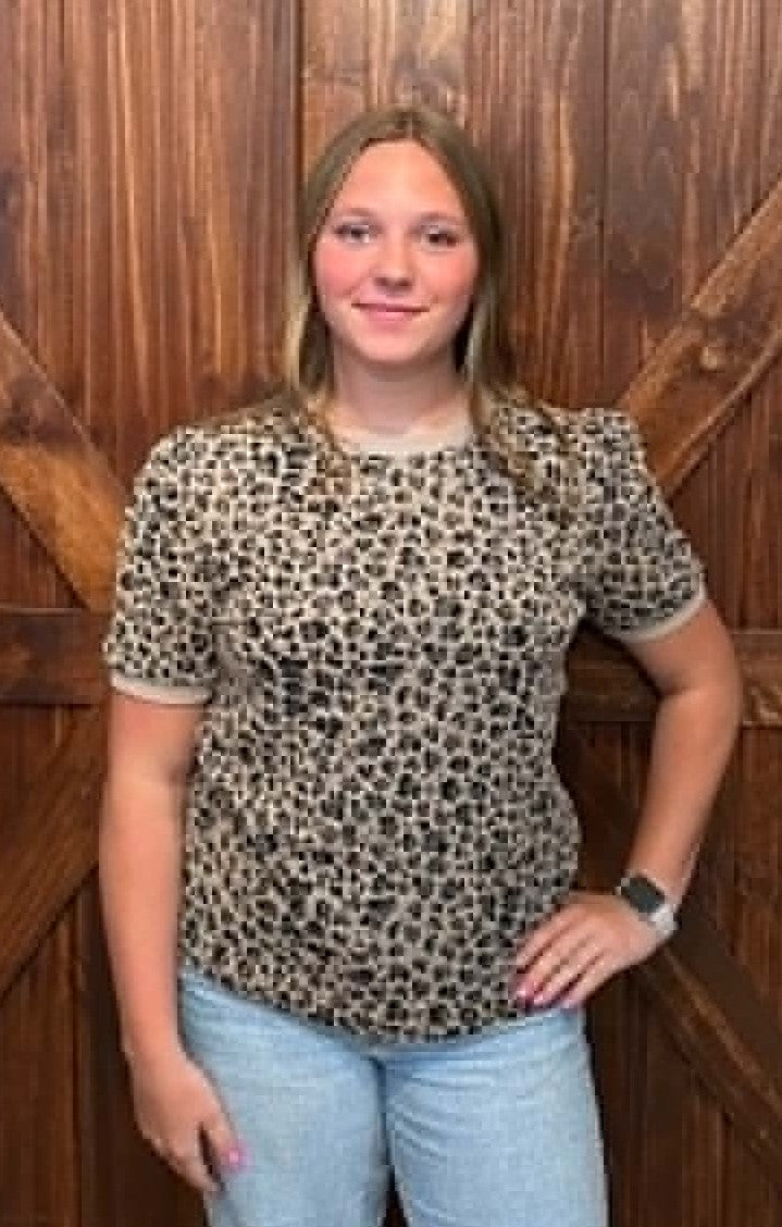 LEOPARD BABE SHORT SLEEVE TOP