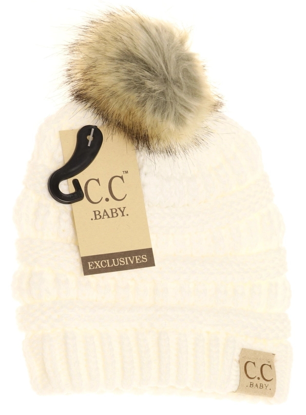 BABY KNITTED FUR POM C.C BEANIE