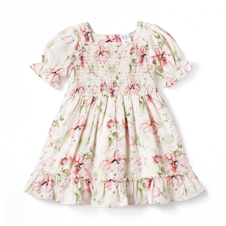 Blush Bouquet Smocked Puff Sleeve Dress