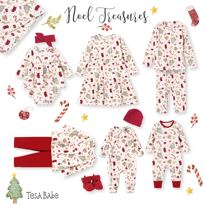 Girls’ Christmas Dress – Bamboo Holiday Tiered Twirl Dress - Noel