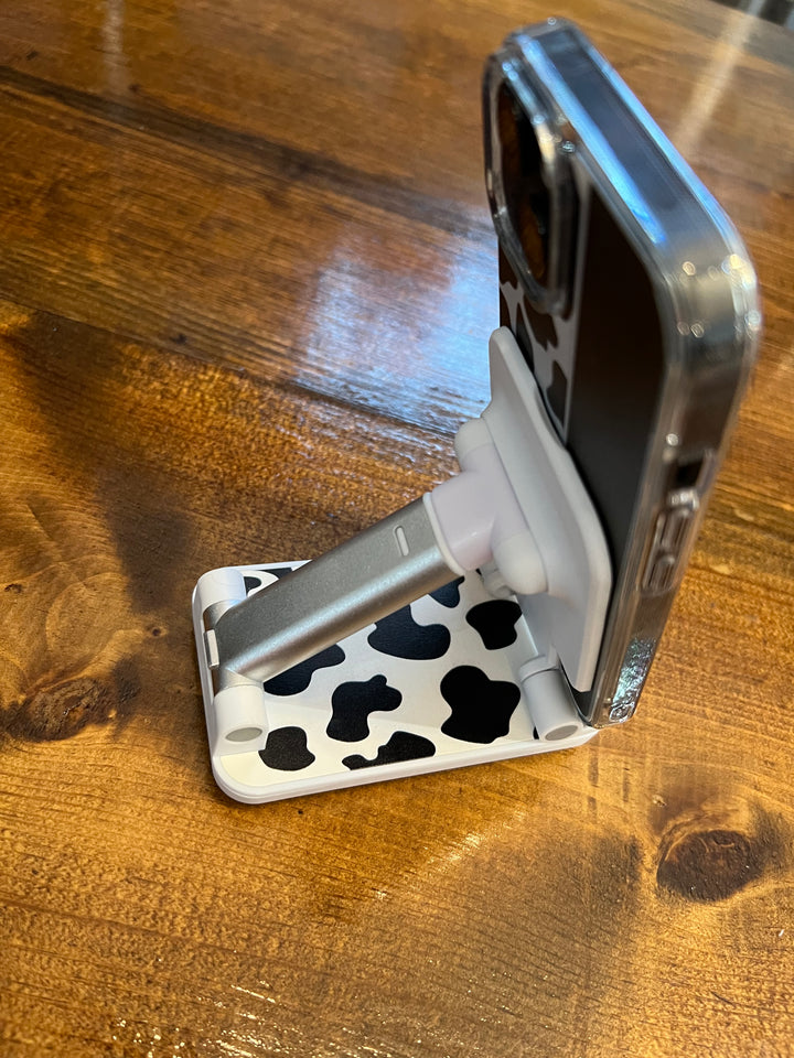 COW PRINT PHONE STAND