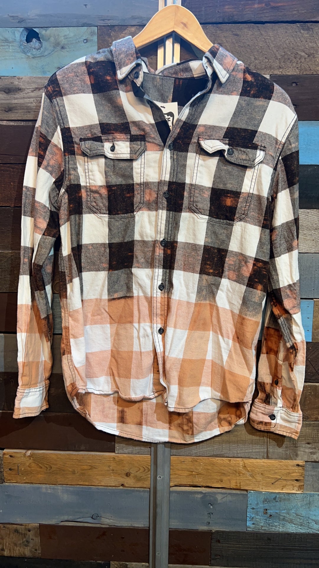 BLEACHED PLAID BUTTON UPS