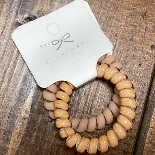 TAN SPIRAL HAIR TIES