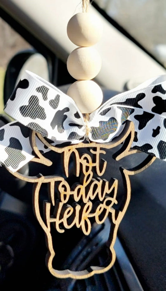 NOT TODAY HEIFER COW OUTLINE CAR CHARM