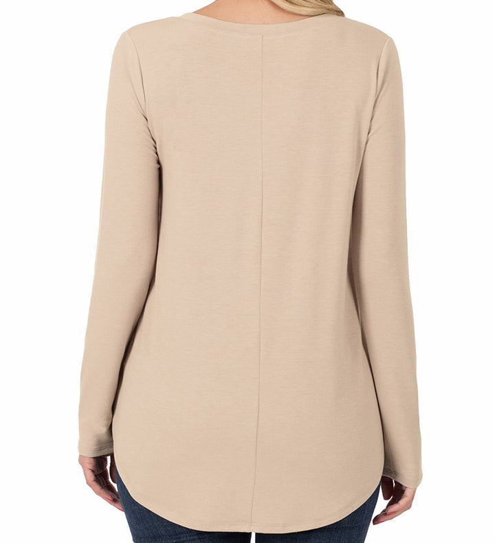 SPARKLE POCKET V-NECK LONG SLEEVE TOP