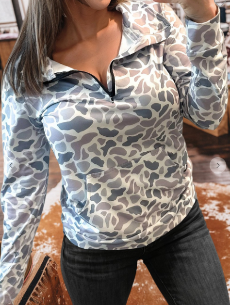 DUCK CAMO HALF ZIP LONG SLEEVE