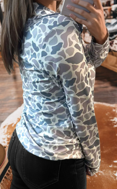 DUCK CAMO HALF ZIP LONG SLEEVE