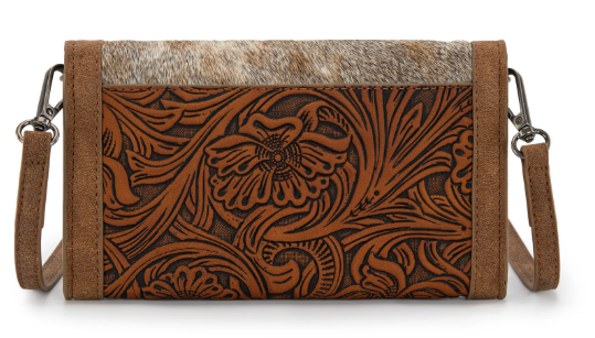 COWHIDE WRANGLER WALLET WRISTLET CROSSBODY