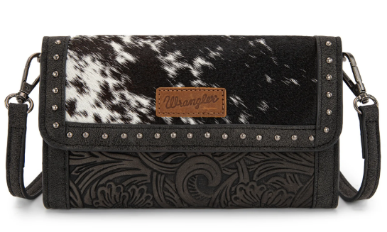 COWHIDE WRANGLER WALLET WRISTLET CROSSBODY