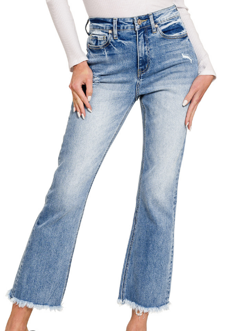 HANNAH HIGH RISE STRAIGHT CROPPED JEANS