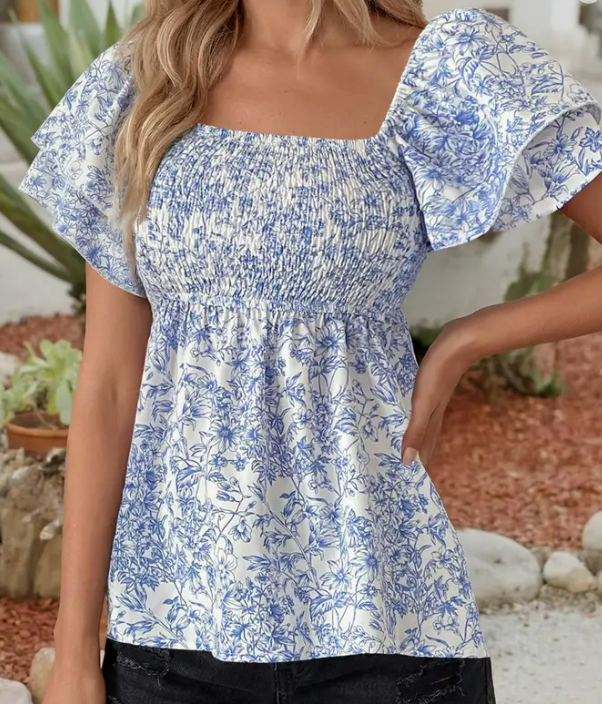 SUMMER SKIES BABYDOLL TOP