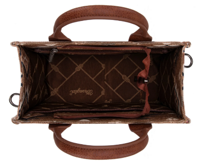 BROWN AZTEC WRANGLER CANVAS CROSSBODY TOTE