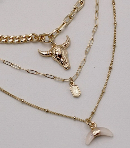 GRAB THE BULL BY THE HORNS LAYERED NECKLACE