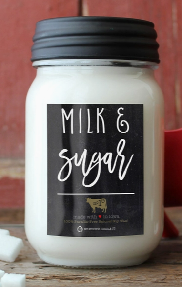 MILK & SUGAR 13OZ MASON JAR SOY CANDLE