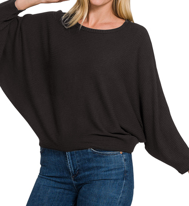 Ribbed Batwing Sweater