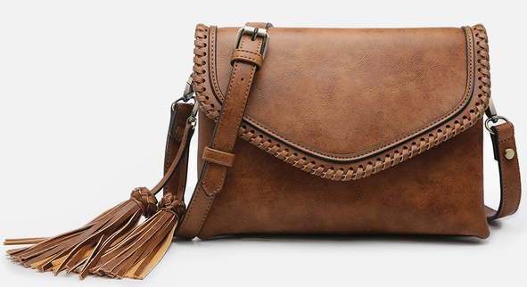 Sassy Vegan Flap Over Whipstitch Crossbody