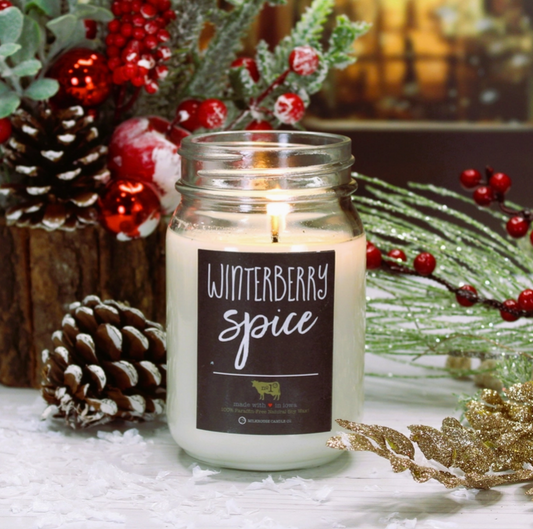 Winterberry Spice 13oz Mason Jar Soy Candle