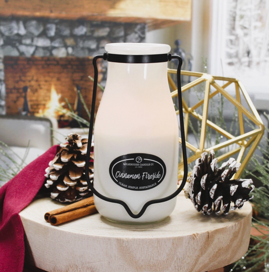 CINNAMON FIRESIDE 14OZ MILKBOTTLE SOY CANDLE