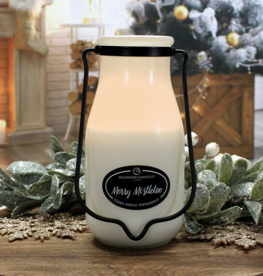 MERRY MISTLETOE 14OZ MILKBOTTLE SOY CANDLE