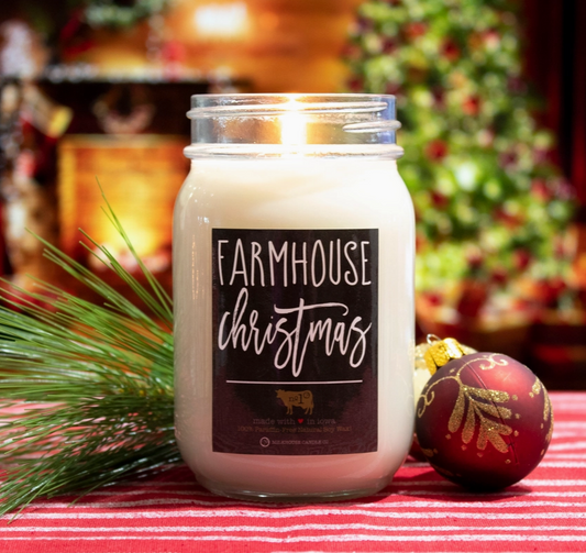 Farmhouse Christmas 13oz Mason Jar Soy Candle