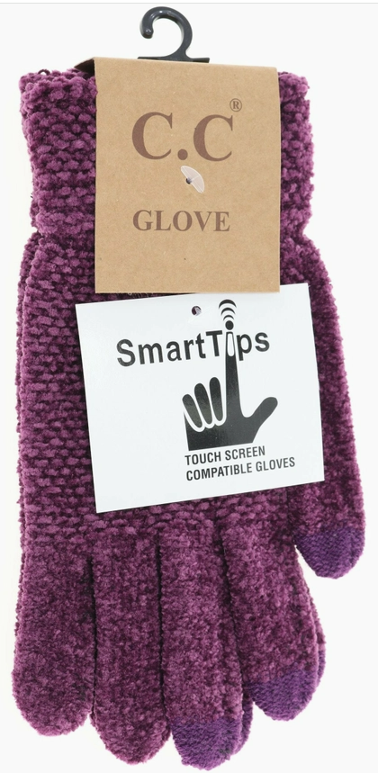 CHENILLE KNIT C.C GLOVES WITH SMART TIPS