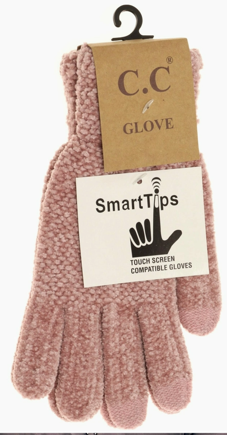 CHENILLE KNIT C.C GLOVES WITH SMART TIPS