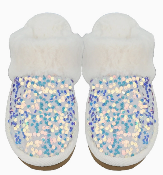 SPARKLE SEQUIN C.C FAUX FUR SLIPPERS