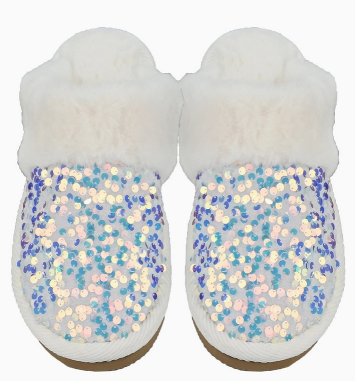 SPARKLE SEQUIN C.C FAUX FUR SLIPPERS