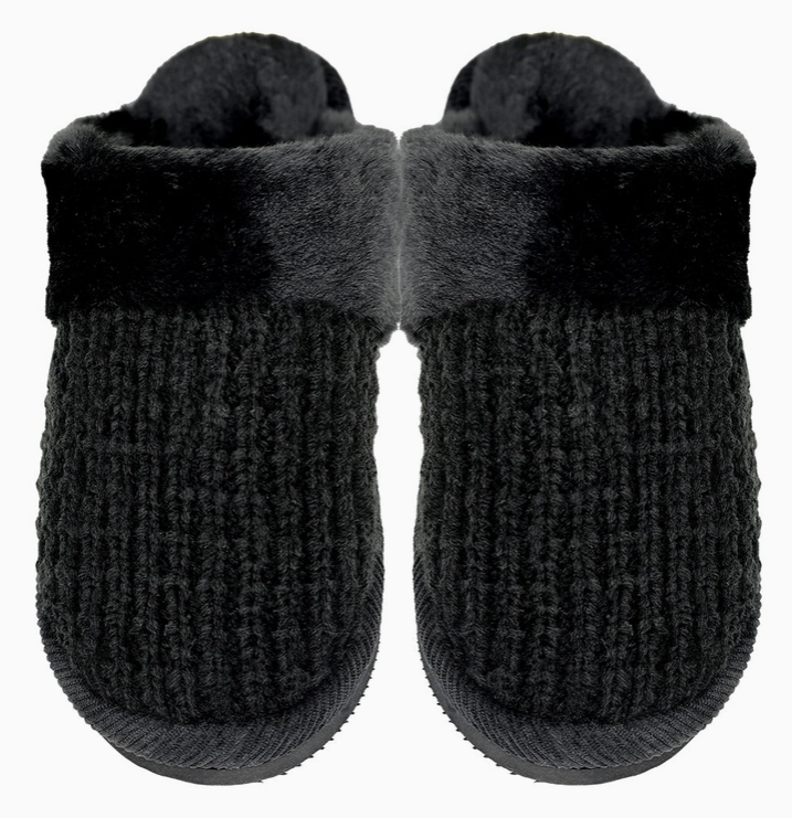 SOLID COLOR C.C FAUX FUR SLIPPERS