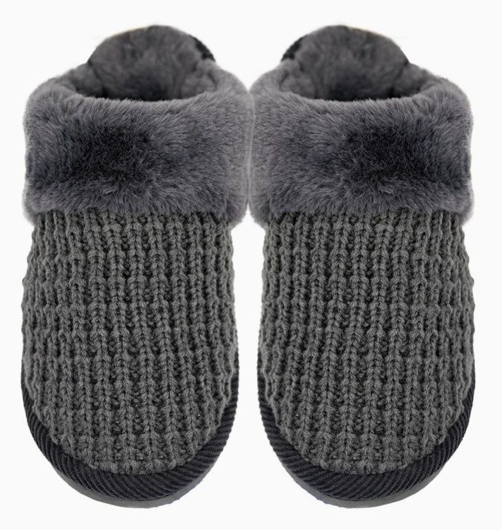 SOLID COLOR C.C FAUX FUR SLIPPERS