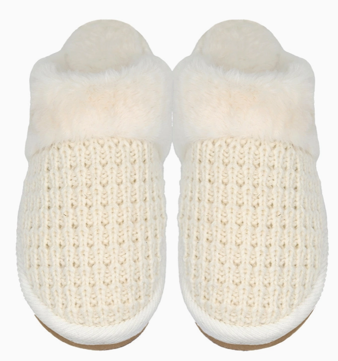 SOLID COLOR C.C FAUX FUR SLIPPERS